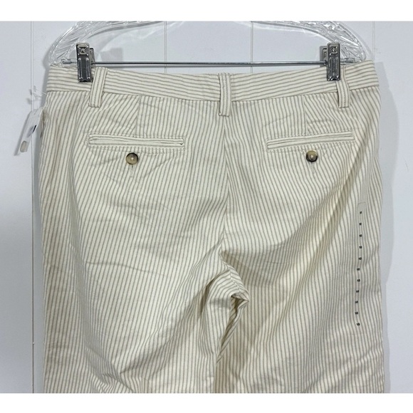 NEW Gap Women Sz 10 Beige Pants Capri Striped 100%Cotton Flat Front Wide - Picture 7 of 12